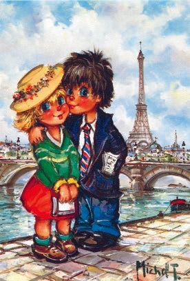 Couple sur les quais de Seine | Carte encadrée - Petits Poulbots