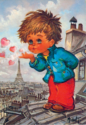 Gamin sur les toits de Paris | Carte encadrée - Petits Poulbots