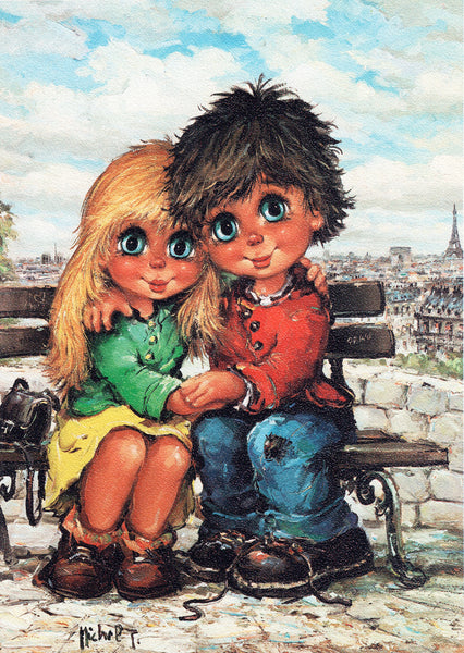 Couple gamins à Paris | Carte encadrée - Petits Poulbots