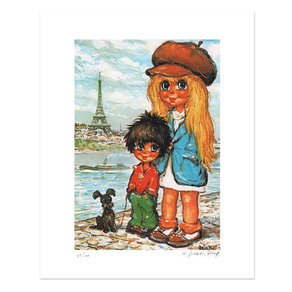 Gamins sur les quais de Seine | Lithographie édition limitée - Petits Poulbots