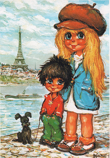 Gamins sur les quais de Seine | Carte encadrée - Petits Poulbots