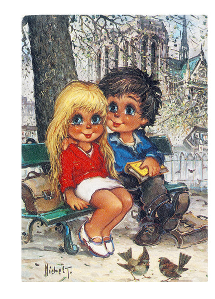 Couple gamins à Paris | Carte encadrée - Petits Poulbots