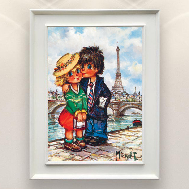 Couple sur les quais de Seine | Tableau de collection - Petits Poulbots