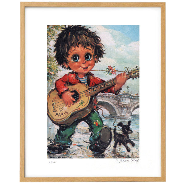 Gamin avec une guitare | Lithographie édition limitée - Petits Poulbots