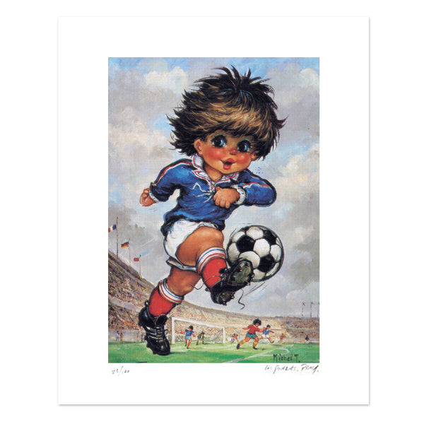 Gamin footballer | Lithographie édition limitée - Petits Poulbots