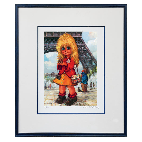 La touriste devant la Tour Eiffel | Lithographie édition limitée - Petits Poulbots