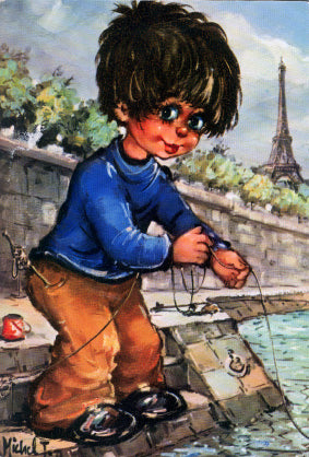 Pêche sur les quais de Seine | Tableau de collection - Petits Poulbots