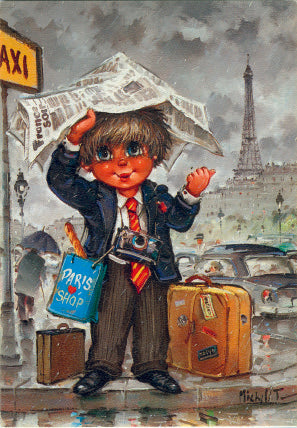 Le touriste à Paris | Carte encadrée - Petits Poulbots